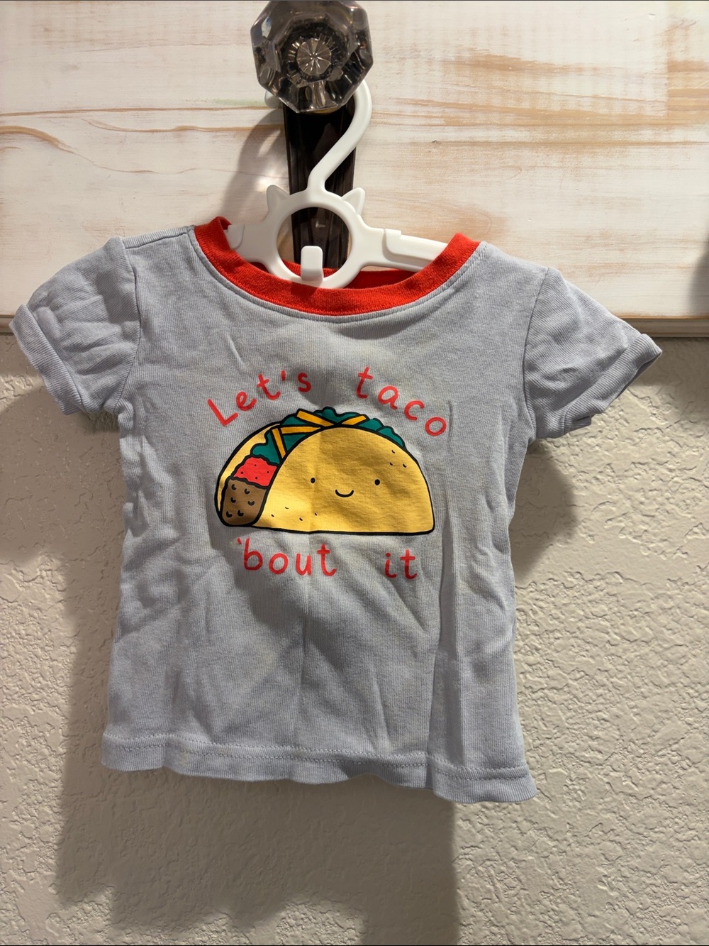 Old Navy Light Grey Taco Graphic Pajama Set with Red Neck Trim